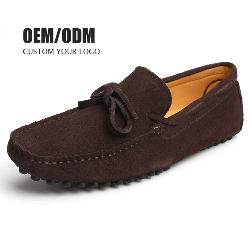 Soft Moccasin Driving Shoes Big Size Suede Dress Shoes Loafers Men Cotton Fabric Faux Suede OEM Male Rubber
