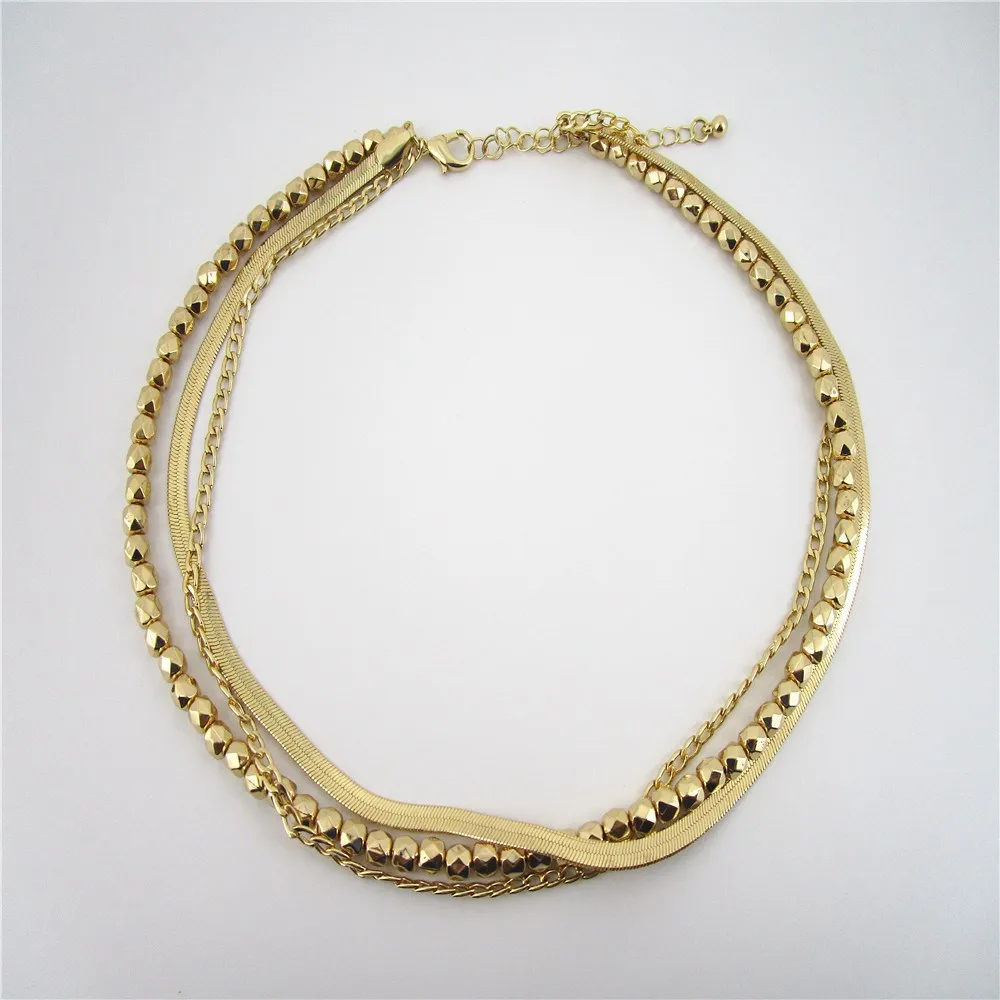 necklaces with gold beads flat snake chain necklace