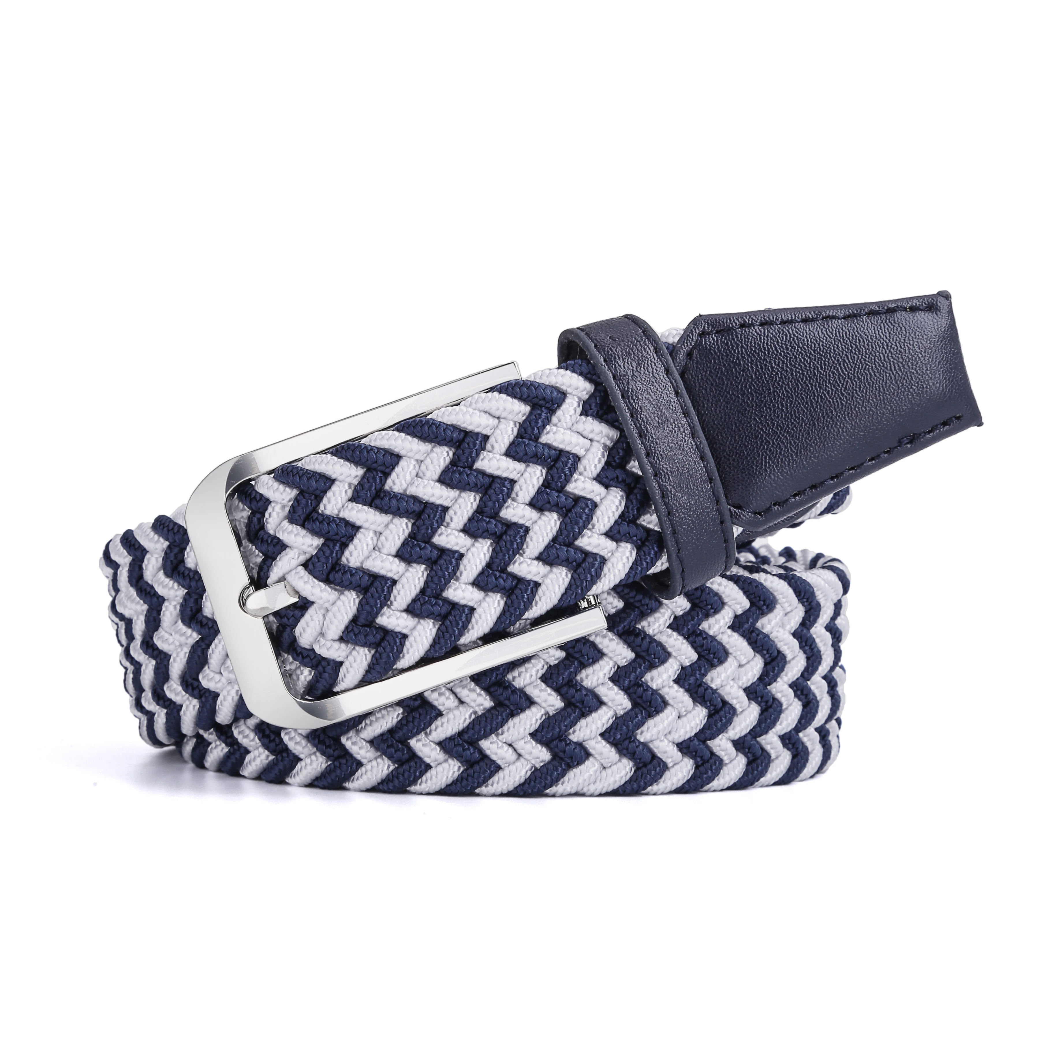OEM ODM Multi-color Stretch Women and Men Polyester Adjustable Casual Weave Braided Golf Elastic Belts With Zinc Alloy Buckle