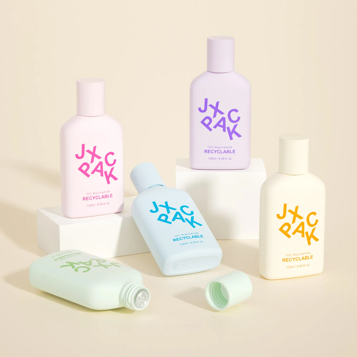 Wholesale custom empty luxury skincare packaging unique PET plastic cosmetic face toner bottle with screw lid