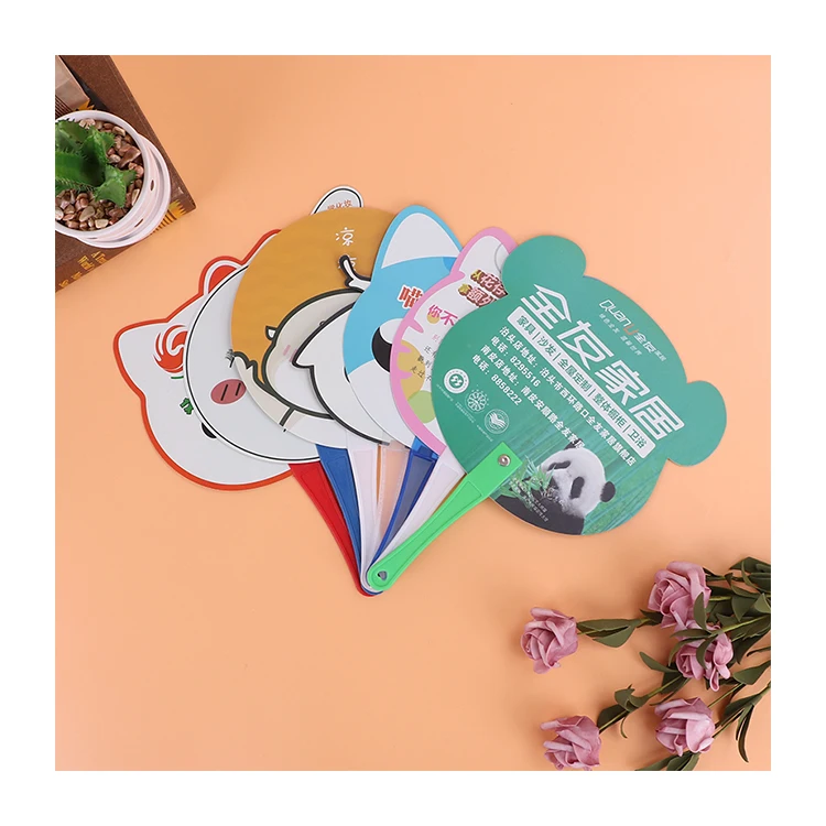 2022 Wholesale kpop cartoon cute multi-color held large hand round pvc picket fan