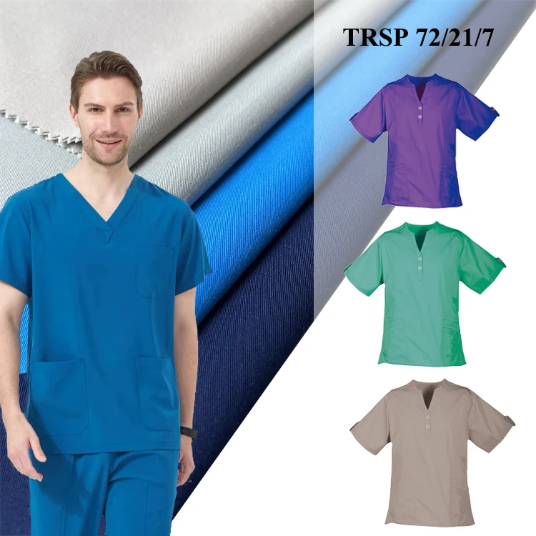 4 way stretch kids hospital 75 polyester 19 rayon 6 spandex fabric for operating room nurse uniform