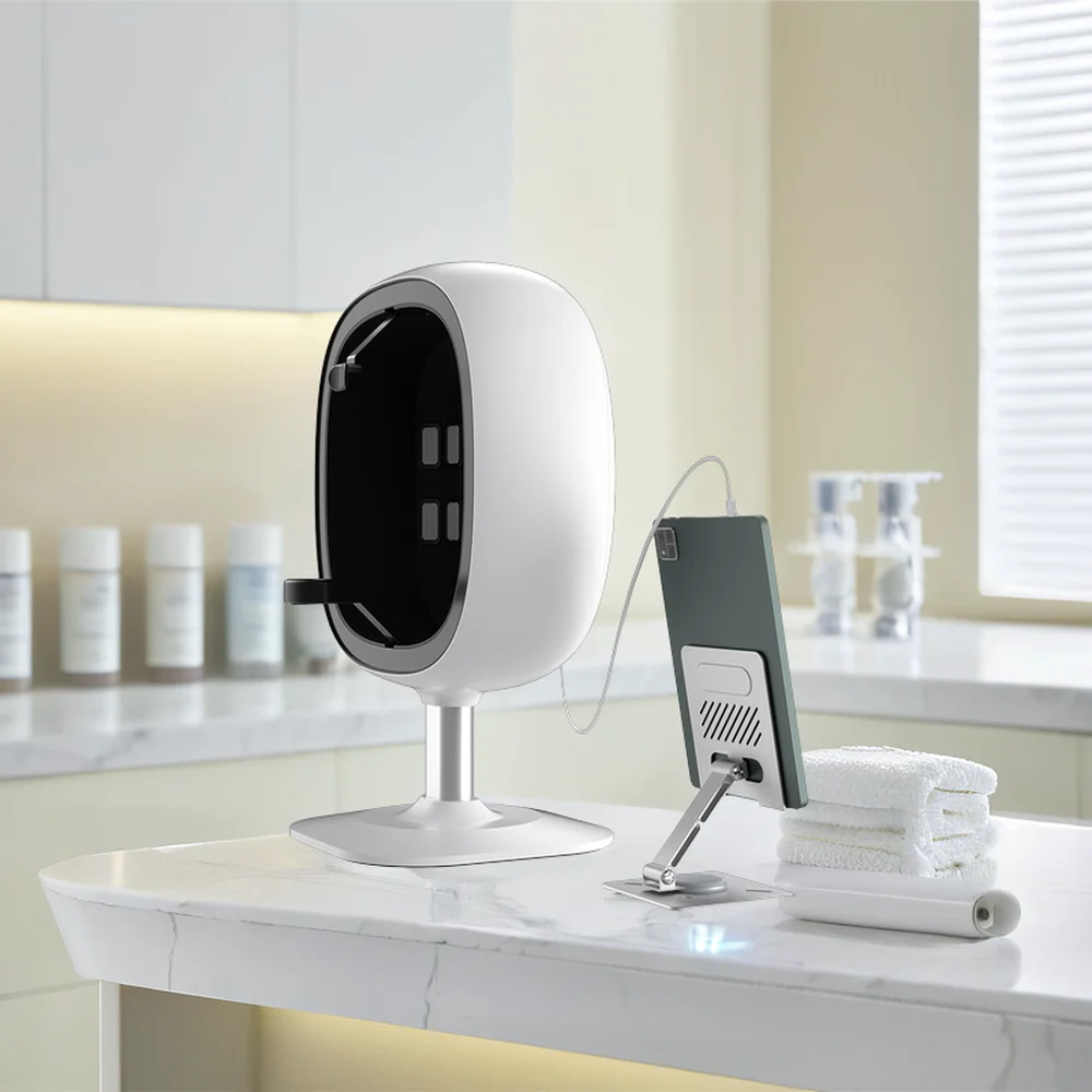 2024 AIMYSKIN 3D Digital Deep Facial Moisture Scanner 8 Spectrum Skin Test Device Analysis Machine for Face UK Plug Type