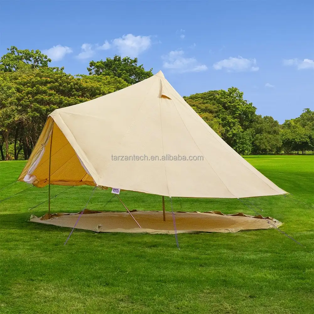 Custom Canvas Bell Tent Wall Teepee Yurt Glamping Tent Outdoor Heavy Duty Canvas Warm Tent