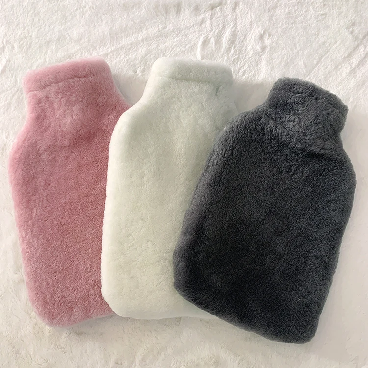 Comfort 2 Liter Hot Water Bottle with Cozy Fluffy Cover Premium Sheepskin Bag Large 2L US