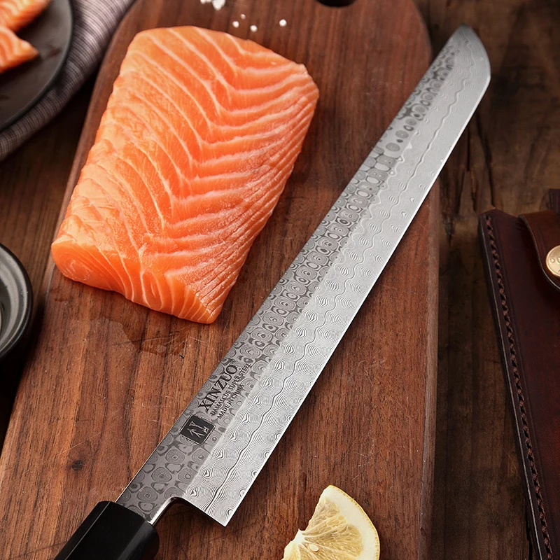 270 мм Высокоуглеродистый полностью дамасский японский кухонный нож для суши сакимура
