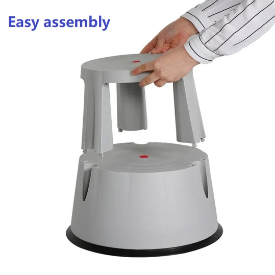 TWINCO Factory hot sale Step Stool TUV GS Certificate  2-Steps Round Rolling Kick plastic Step Stool with wheels