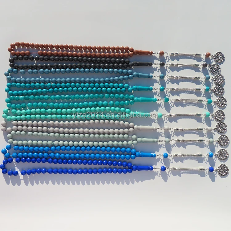 Muslim Tasbeeh 51 beads solid colored resin material metal tassel prayer beads Jewelry