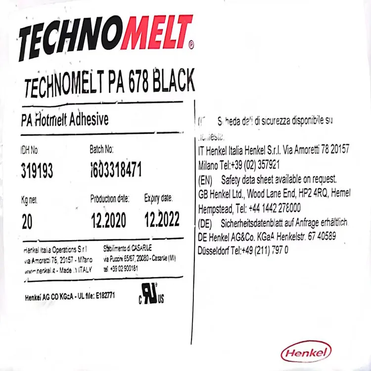 Quick seller HenKel  Technomelt PA678 black Low pressure injection hot melt adhesive