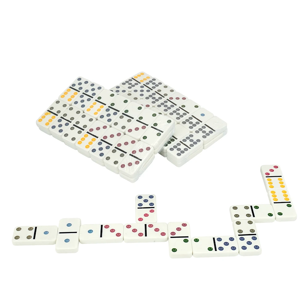 Wholesale custom double 9 nine white domino with color dot 55pcs in black or other color pvc box for gambling game products