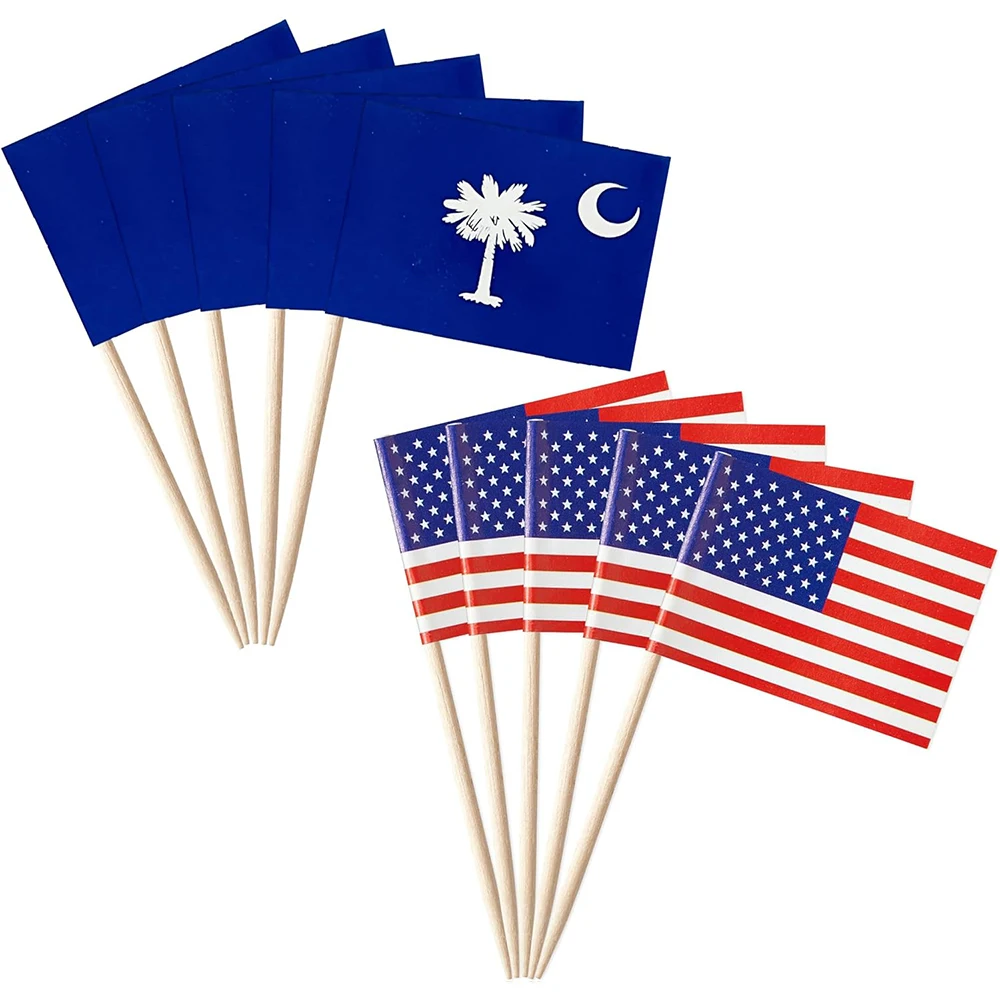 Custom party cake decor wooden mini tooth pick stick flag 2.5x3.5cm