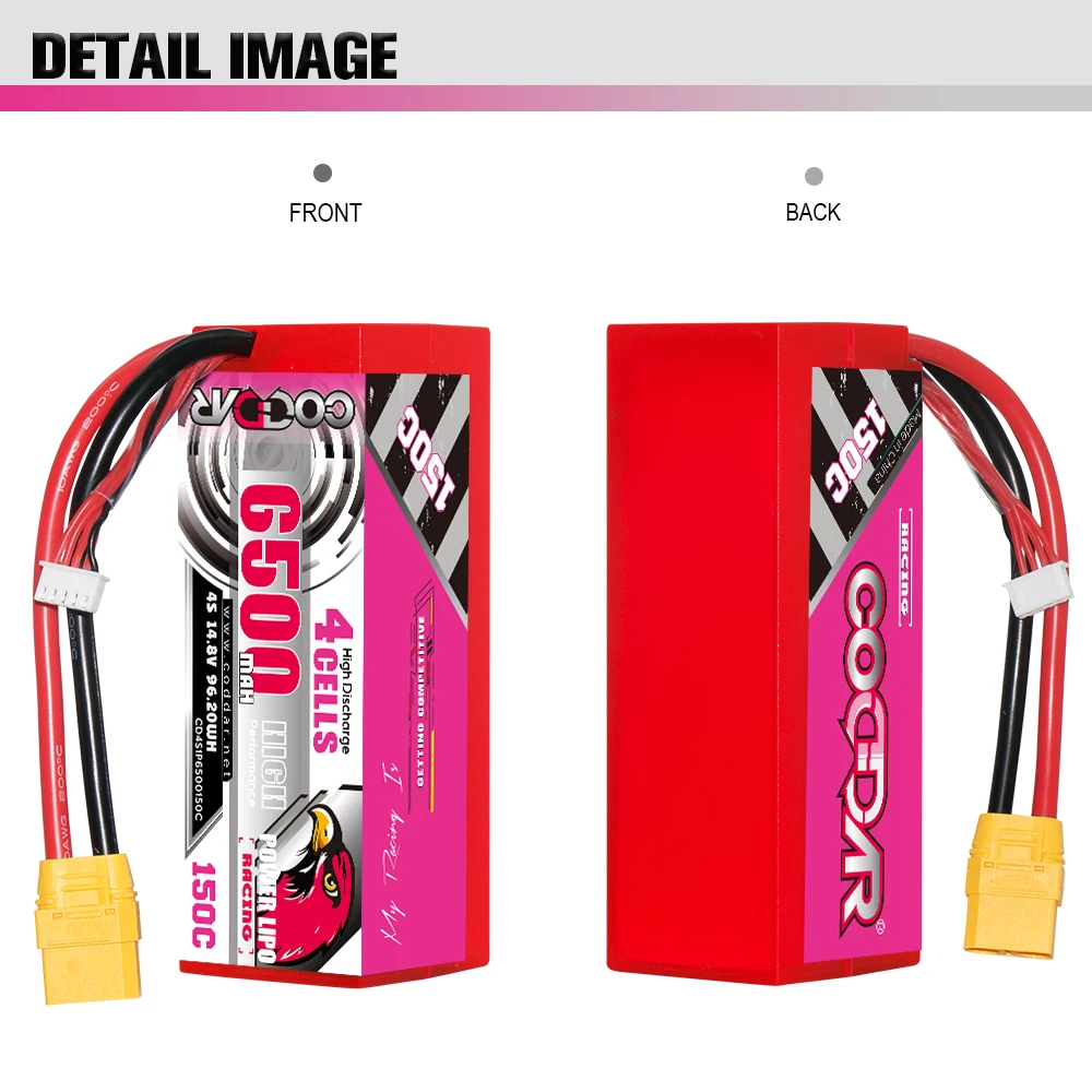 CODDAR 4S 6500MAH 14 8 V 150C XT90 проводной жесткий корпус RC LiPo Battery 1/10 1/8 Scale Car Boat Truggy