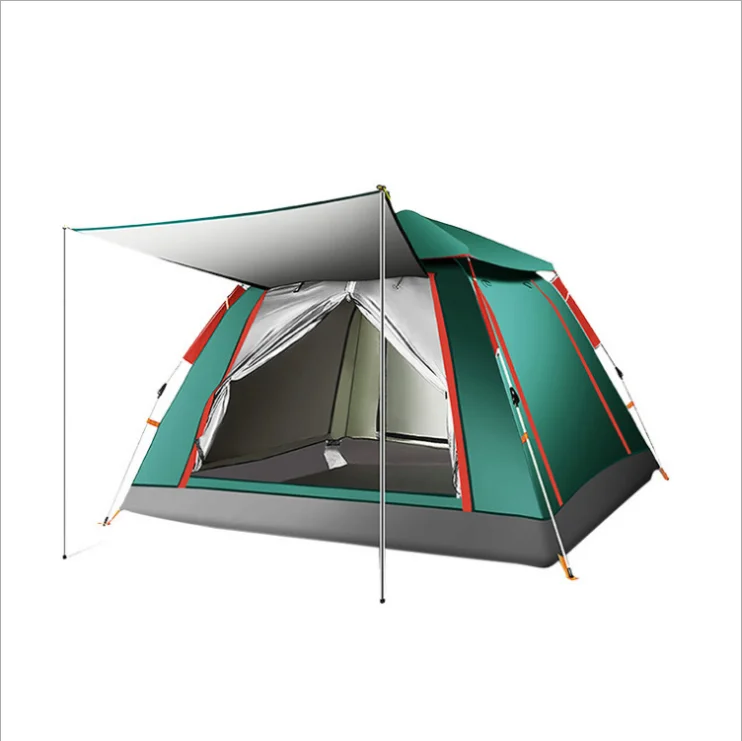 double layer 4 doors 4 persons super big family outdoor 210D sunscreen camping automatic instant pop-up sunproof aircooling tent