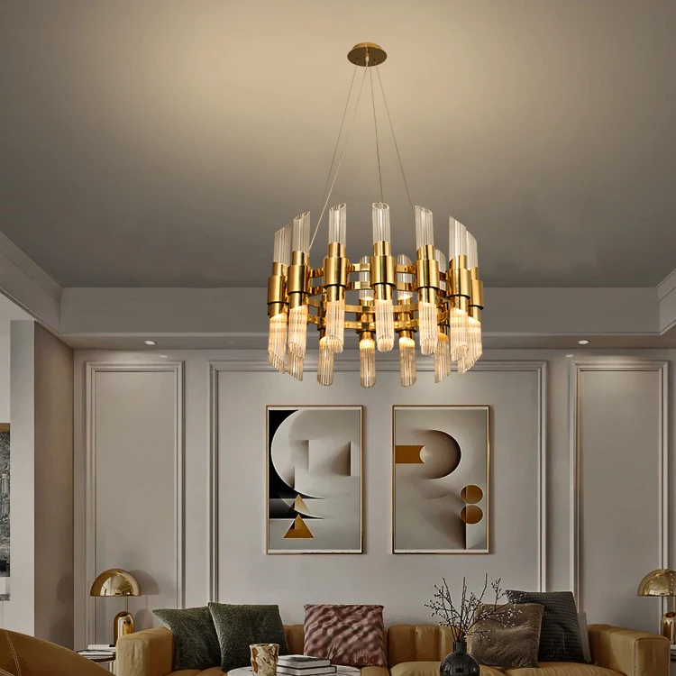 European Luxury Palace Round Living Room Glass Ceiling Plate Led Chandelier Pendant Lamp