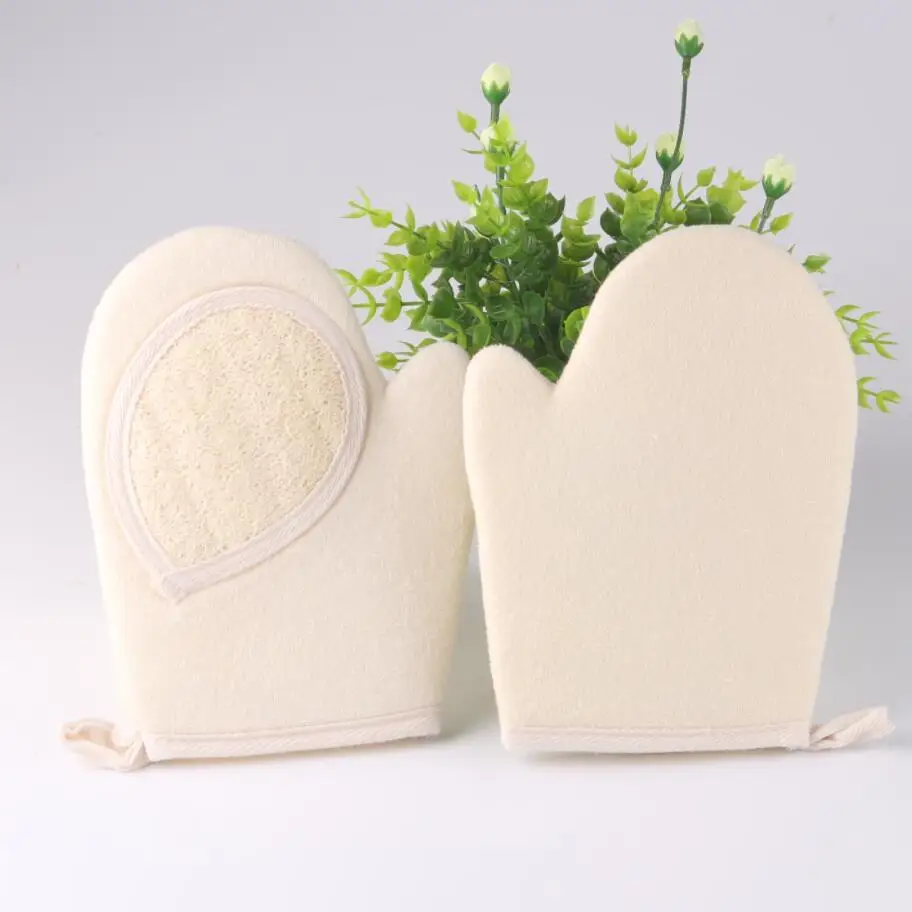 AOWEIK 2022 New Private Label Eco-Friendly Loofah Glove Natural Exfoliating Bath Mitt