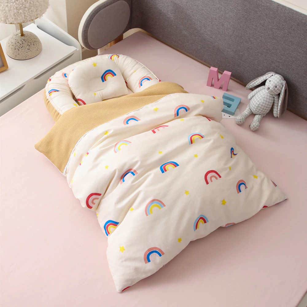 Wholesale 100% Cotton  bed in bed baby Infant furniture colorful Super Soft nest newborn Lounger Sleeping baby crib