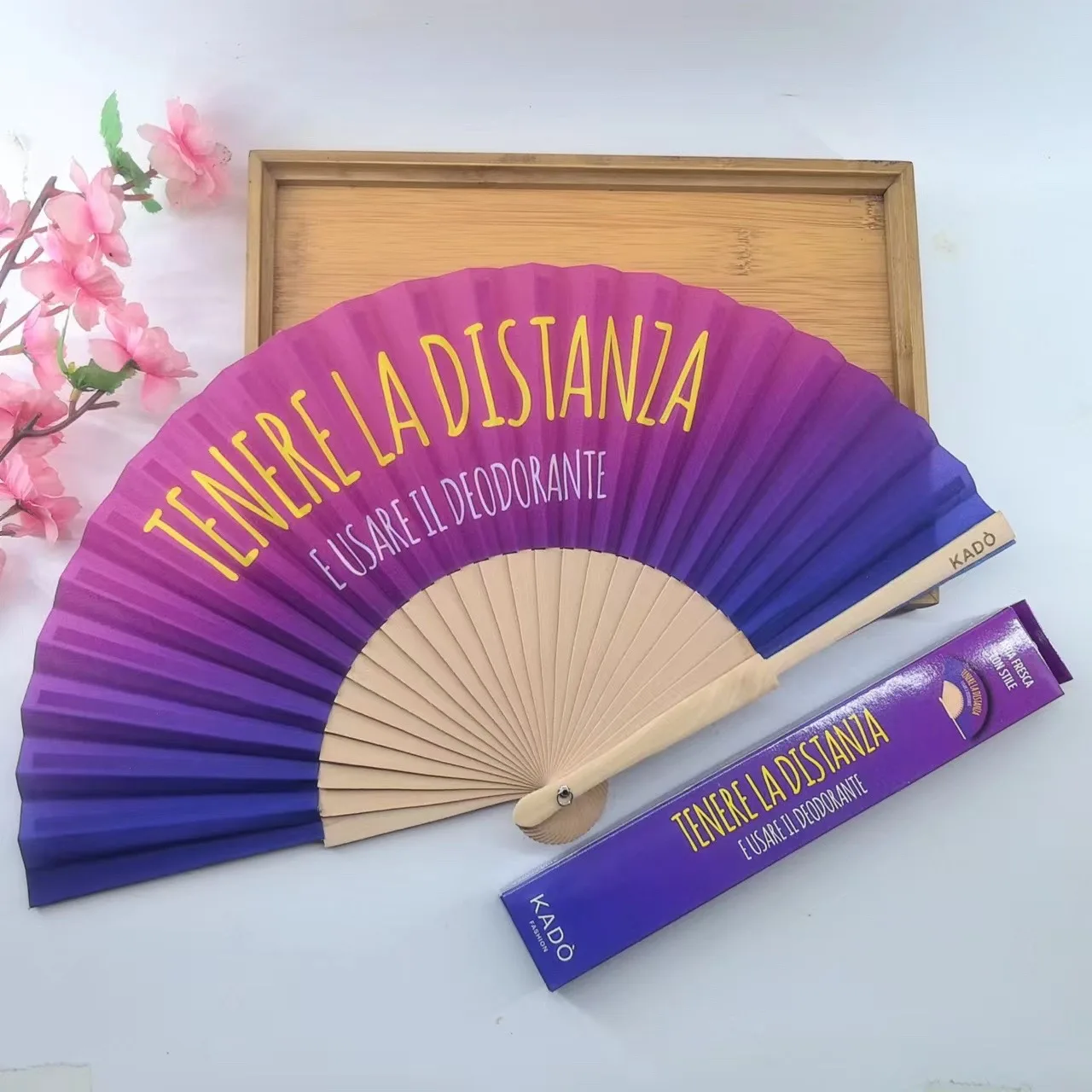Wholesale Spanish Wedding Brand Promotion Custom Logo Print Folding Hand fan Wood Hand Held Fan Bulk Custom