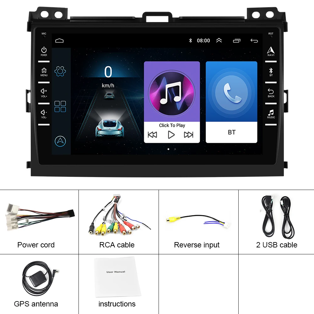 Автомагнитола на Android 2 Din 8 дюймов Wi-Fi GPS BT для Toyota/LAND CRUISER Prado 120 2004-2009