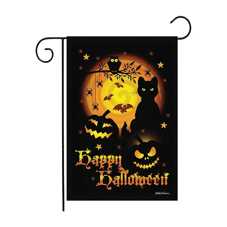 Sunshine Outdoor Advertisements Cheap Accessory  Halloween Garden Flag With Iron Pole