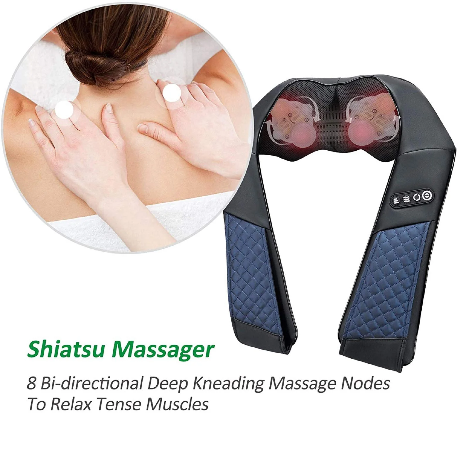Factory Wholesale Muscle Relax Massage Neck Belt Home Car Use Therapy Shiatsu Kneading Body Neck Shoulder Massager with Heat