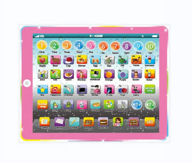 Kids Tablet Learning Pad Toddler Tablet with ABC Word Song Music Number Electronic Interactive Toy