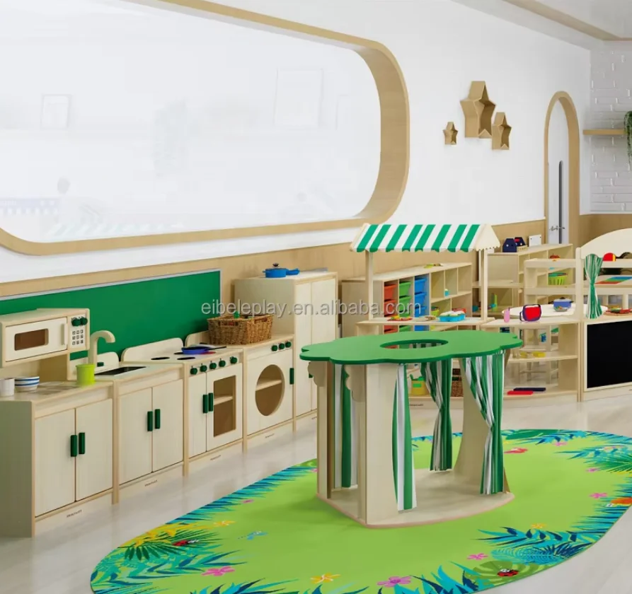 Wooden Play Kitchen Toddler Play Sets Kids Pretend Kitchen Wood Toy Kitchen Role Play Furniture For Daycare Preschool