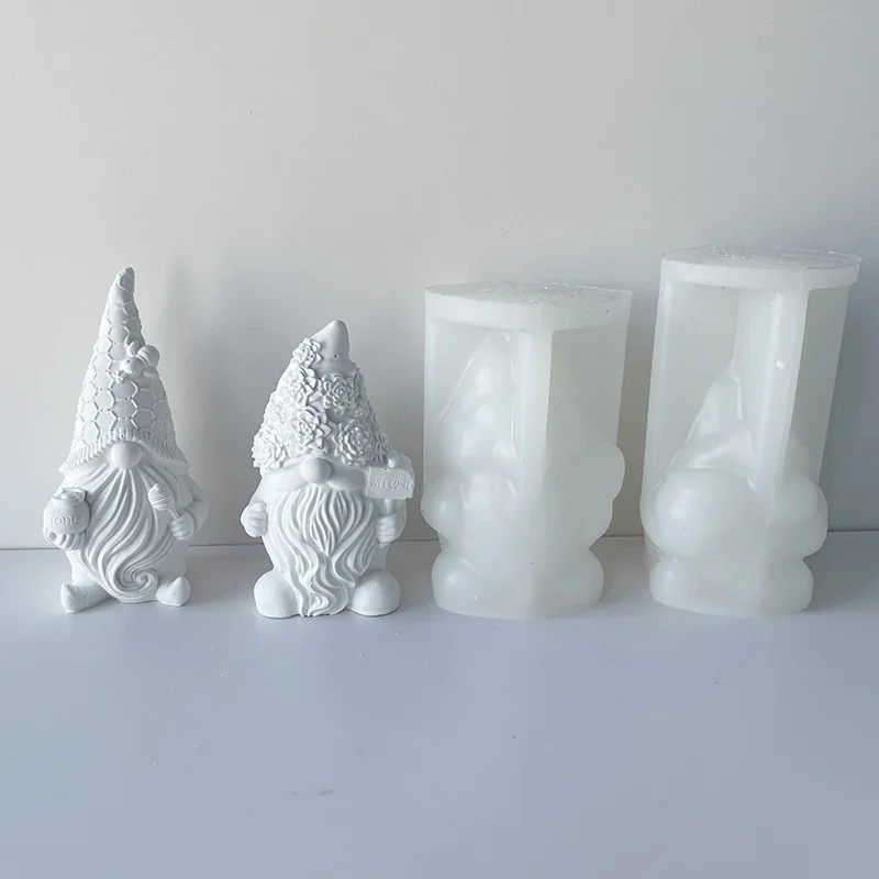 New Design Silicone 3d Dwarf Doll Molds Bearded Gnomes Candle Mould Christmas Santa Gnome Ornament Resin Mold
