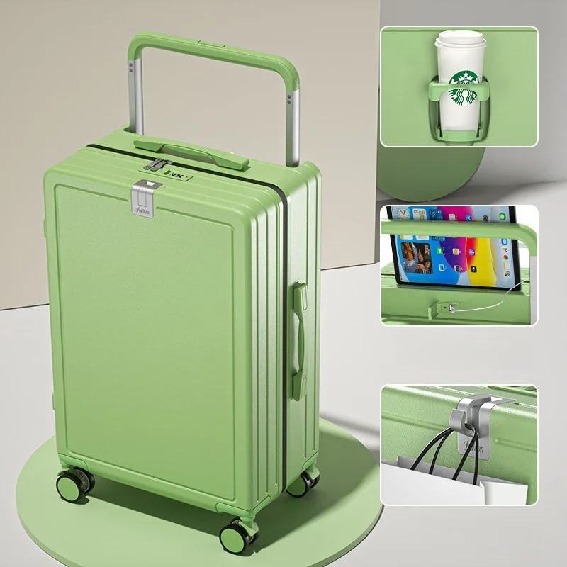 Fashionable Wide Trolley Carry on Laptop with USB charge Suitcase  Cup holder,20inch Wide Trolley Handle Suitcase Cabin suitcase