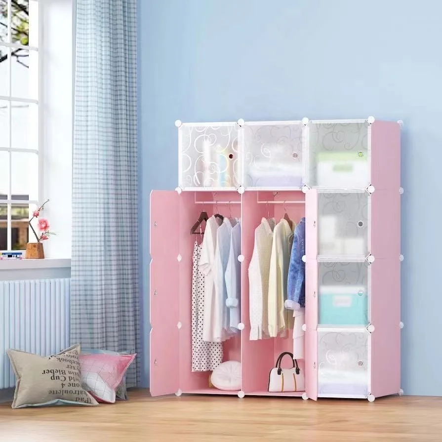 12 cube simple style foldable plastic portable clothes wardrobe cabinet