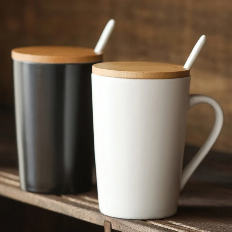 Custom Logo Printed Porcelain White Sublimation blank Tea Coffee Ceramic Cup Coffee Mugs With Lid