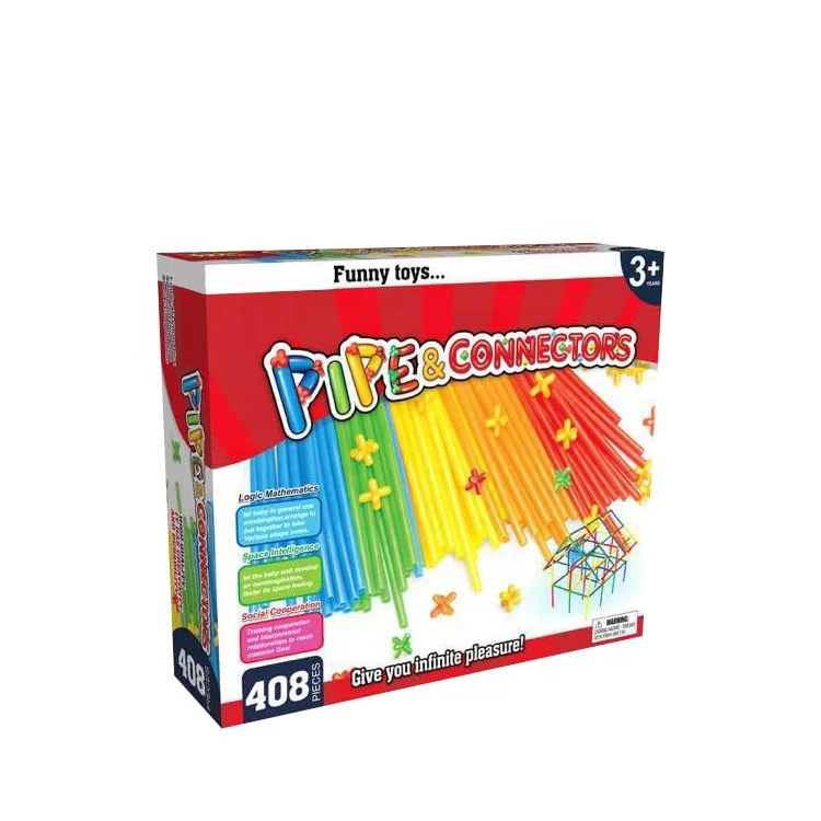New arrive intelligence 3d puzzle pipe connectors straw education straw blocks toys