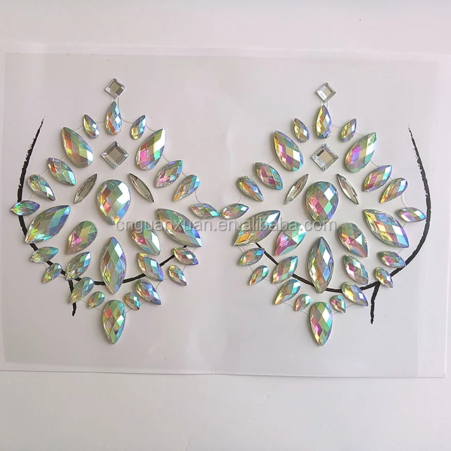 chest gem glitter rhinestone temporary tattoo body jewels pasties