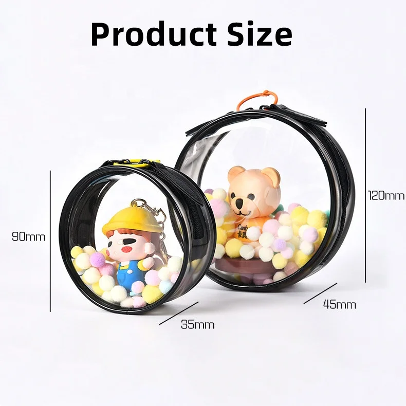 Cylinders Pouches Traveling Bags for Girls Women Clear Action Figures Toy Display Case Cute Rabbit Ears Babydoll Storage Bags