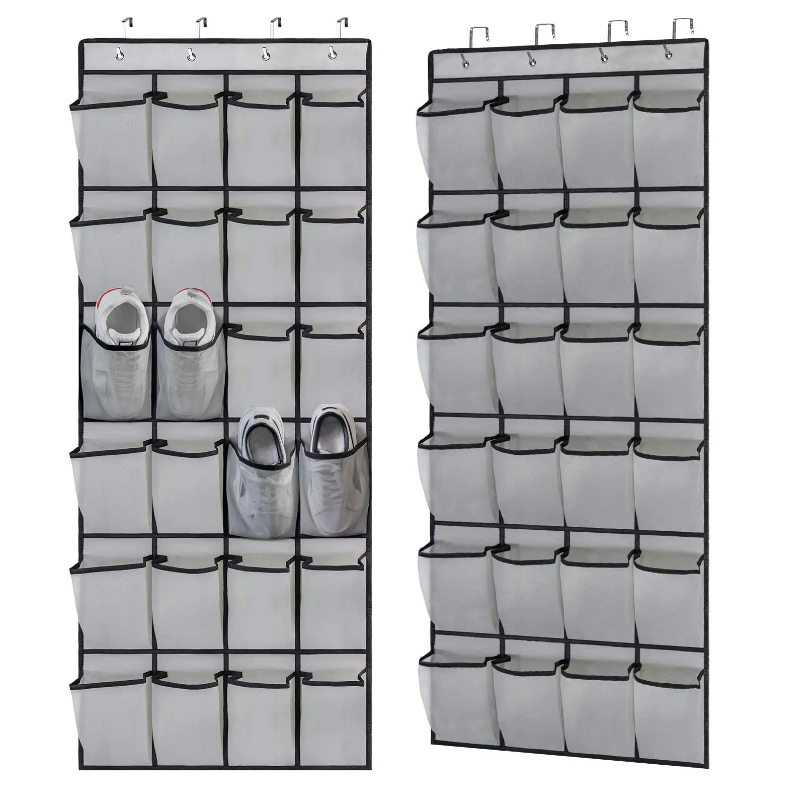 24 Mesh Large Pockets Hanging on Wall Shoe Storage Bag Organizer over Door Rack for Men Women Kids Shoes Storage Bin Organizer