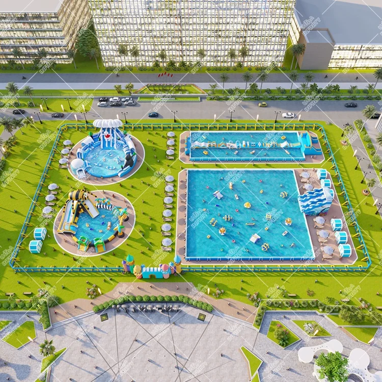 Parc Aquatique Custom Inflatable Ground Water Park Water Amusement Parks With Inflatable Pool For Sale