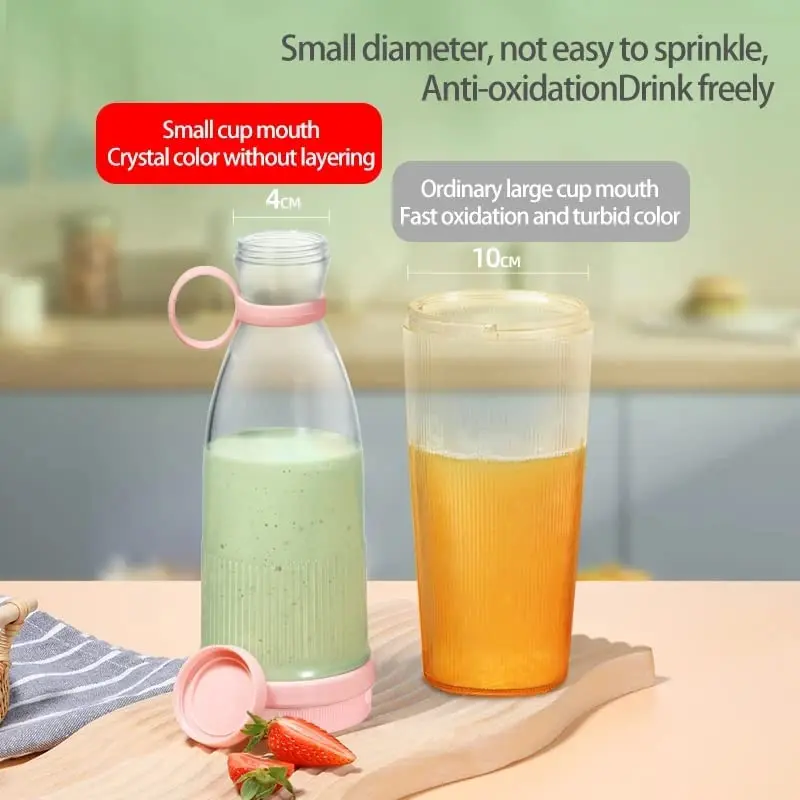 USB Portable 420ml Electric Drink Cup Blender 6 Blade Juice Jug 14oz Plastic Smart Camping Juice Bottle for Outdoor Adventures