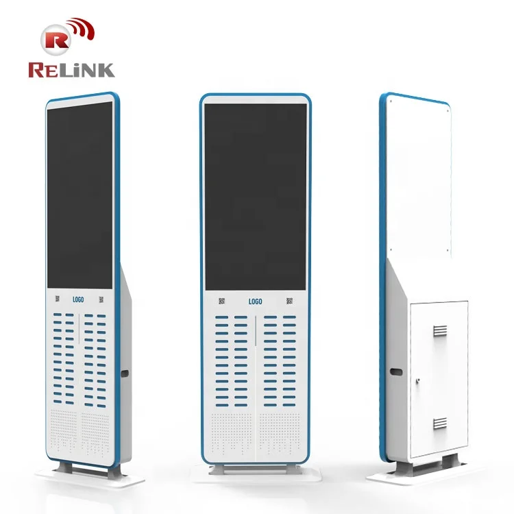 Big LCD Screen Public 24 Slot 48 Slot Power Bank Rental Kiosk Station With Credit Card Payment