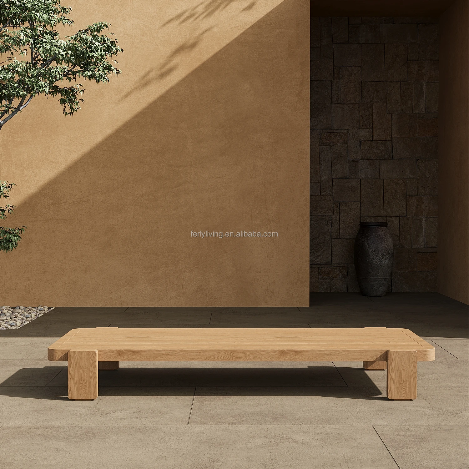 FERLY New Design New Design Garden Furniture Teak Dining Coffee Table Set For Outdoor Vacation