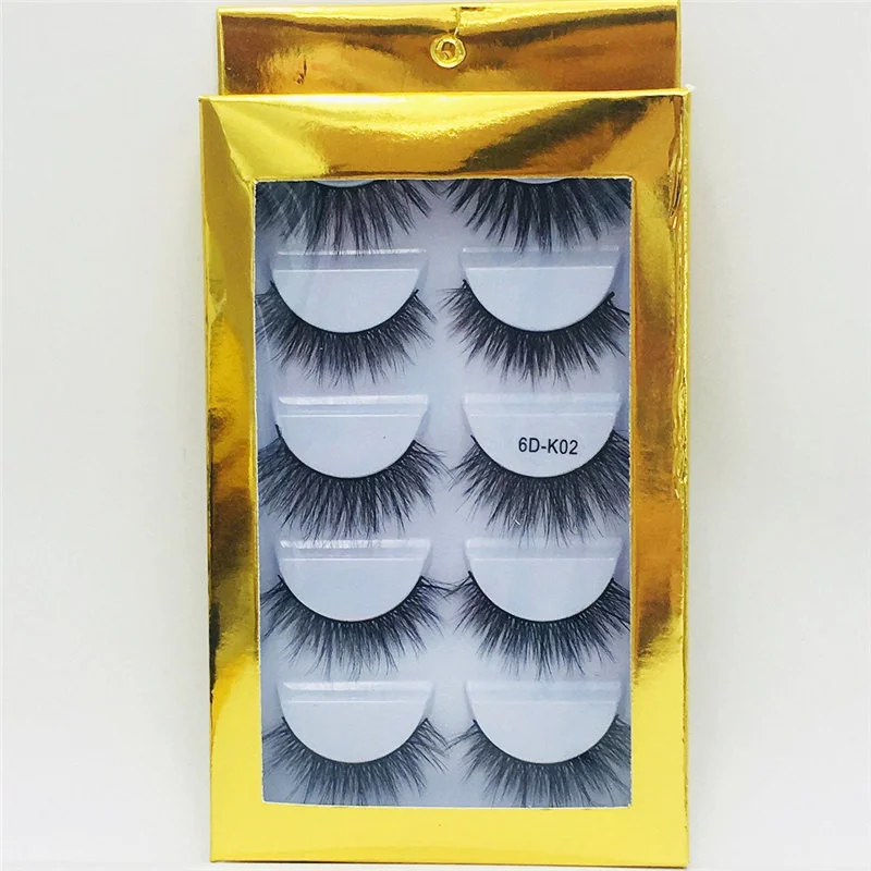 Wholesale Cheap Price Lashes 5 Pairs Synthetic Hair Premium Silk False Eyelash packaging box 5 pairs faux mink eyelashes