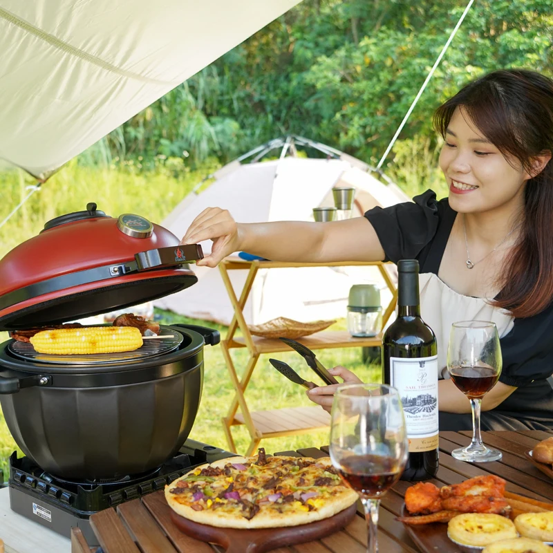 Portable Gas Stove Oven Mini Pizza Oven for BBQ Ceramic Gas BBQ Grill for Kitchen Cooking Grill Expander New Style Kamado Grill