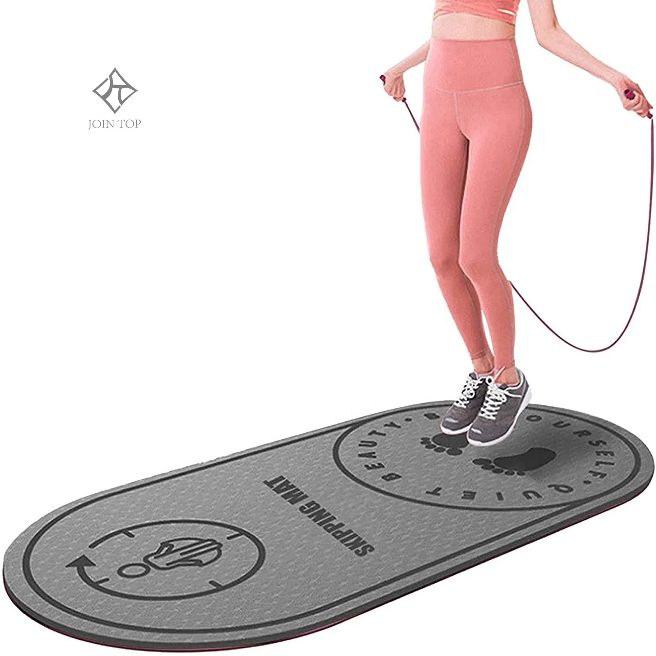 Factory Price Custom Non Slip Home Exercise Yoga Jump Rope Mat 8mm TPE Skipping Mat, Yoga Mat Strap, Yoga Mat Manufacturer