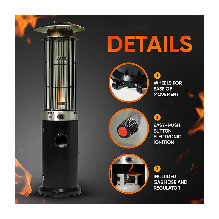 Round Spiral Flame Patio Heater with Heating Grid