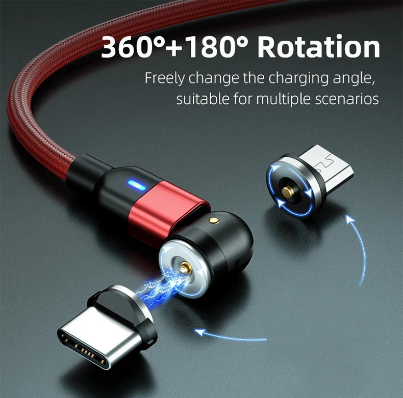 Round shape Magnetic USB 3 in 1 Charging Cable Magnet USB-C Type-C Micro USBA Usb Cable