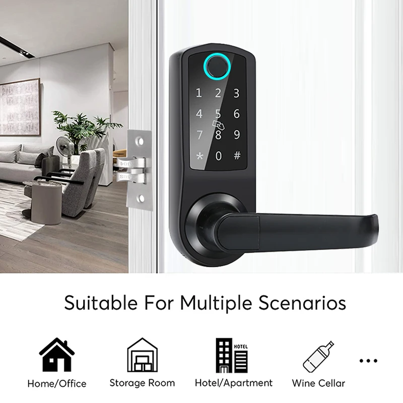 2022 New Arrival 5-in-1 Keyless Entry Door Locks Fingerprint Lock with Keypads and Voice Guide for Home