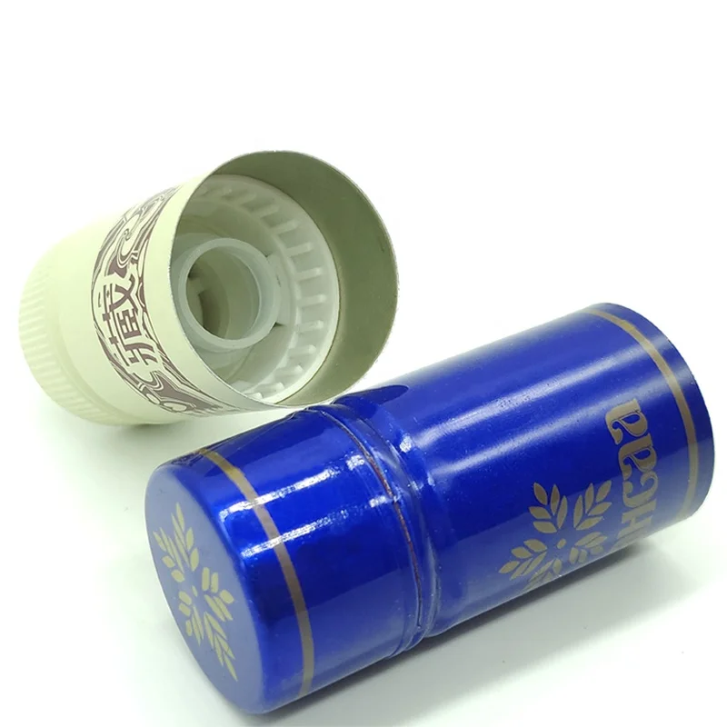 Custom Aluminum ROPP Non-Refillable Plastic Closure Secure Pilfer Proof Screw Caps For Vodka Bottle