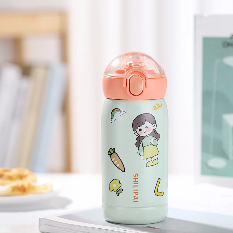Детская Вакуумная бутылка для воды SL-202840-300ML Cute flip top 304 с двойными стенками изолированный термос из нержавеющей стали