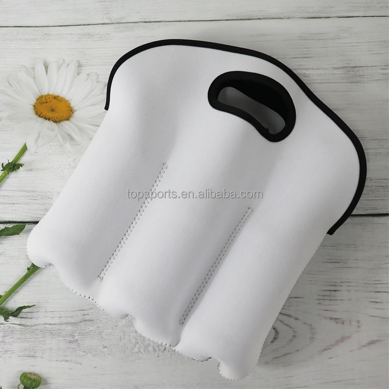 Set of 3 Wine Beer Bottle Holders ,White Blank Neoprene Wine Beer Bag for DIY sublimation Heat Transfer Printing