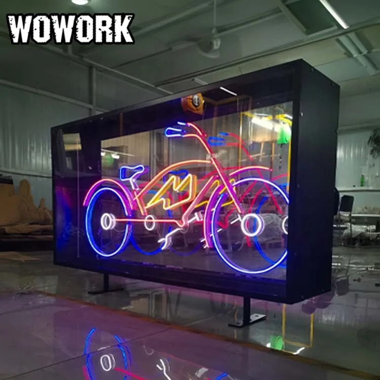 WOWORK настраиваемый Неоновый дисплей для велосипеда большой рекламный световой короб магазина магазинов велосипедов