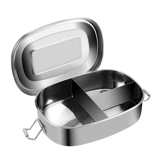 Bento Lunch Box Stainless Steel Lunch Box with 3 Compartment for Kids Girls Boys Adult School and Office Snack Food Container