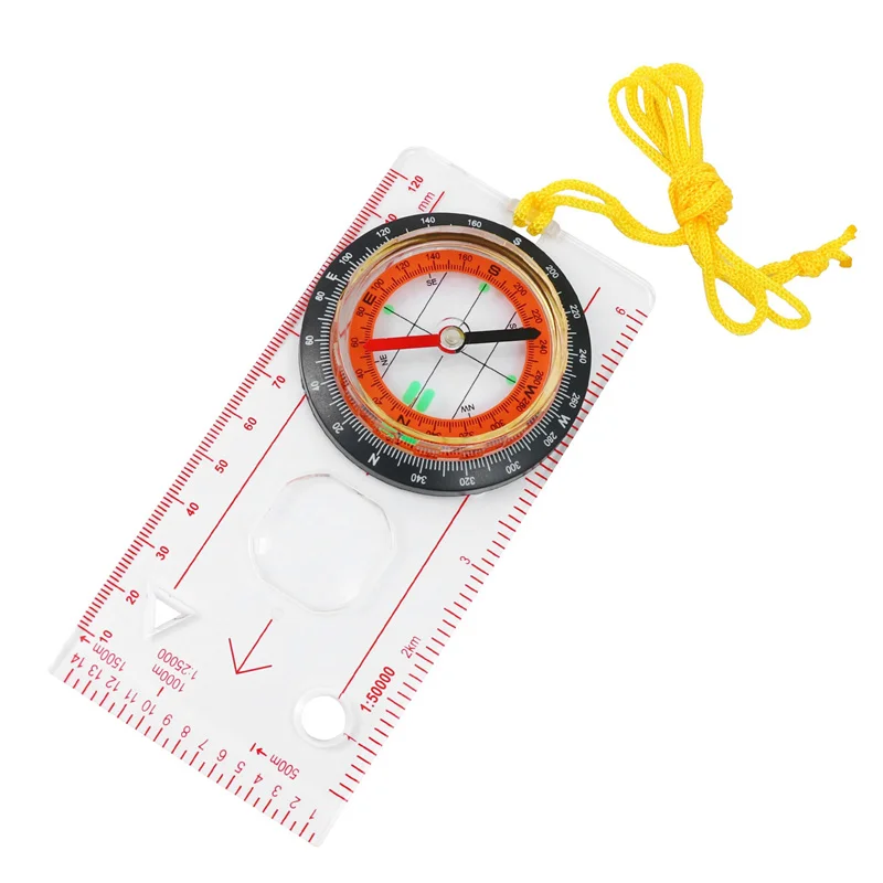 Outdoor Camping Metal Compasses Multi Functional Precision Magnifying Glass Compass Ruler Map Small Survival Compass